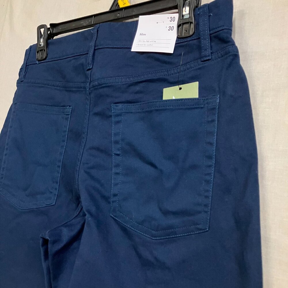 Goodfellow & Co Men's 30x30 Navy Slim Fit 5-Pocket Pants Tapered Button Fly Zip - Picture 6 of 13